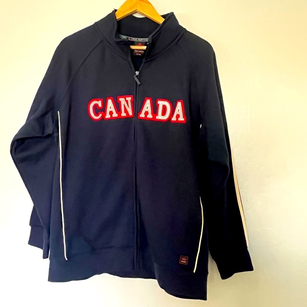 Men’s Zip Sweatshirt Jacket Size XL Kalson True North Canada Blue Red White Soft